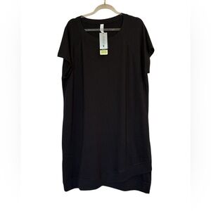 NWT Ideology Super Soft  Black Short Sleeve Pocket Dress Size Large